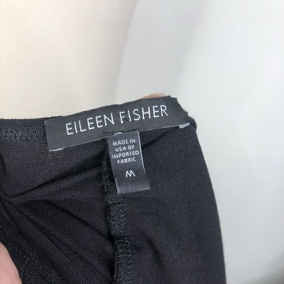 Eileen Fisher Black Twist Knot Front 3/4 Sleeves Dress Women's Size M - Picture 5 of 6